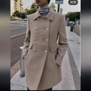 Zara Classic Beige Double-Breasted Trench Coat